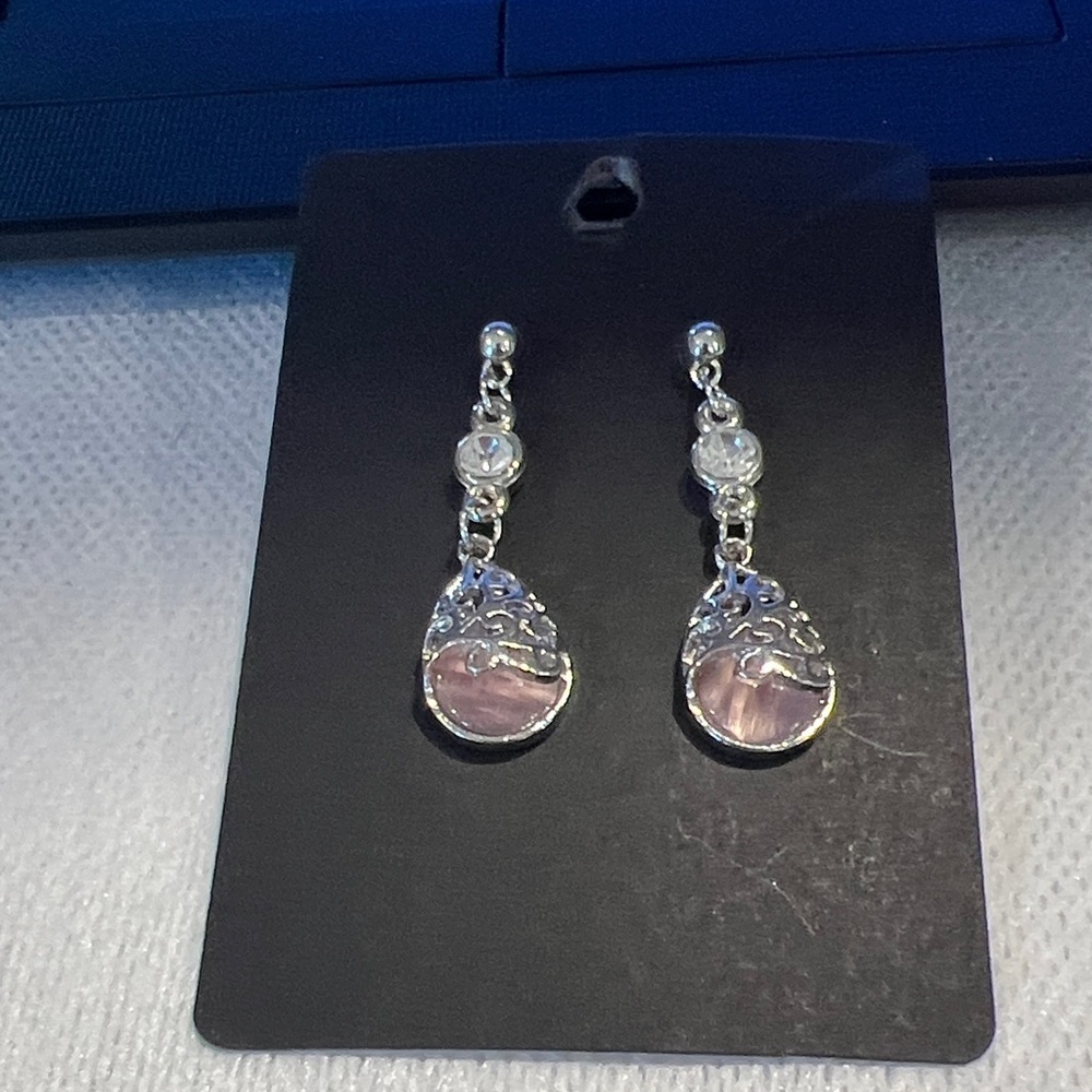 Chic Silver and Pink Drop Earrings